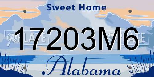 17203M6 Alabama License Plate