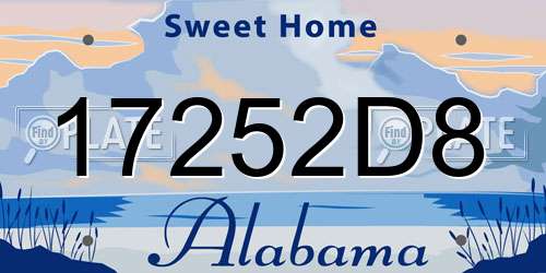 17252D8 Alabama License Plate