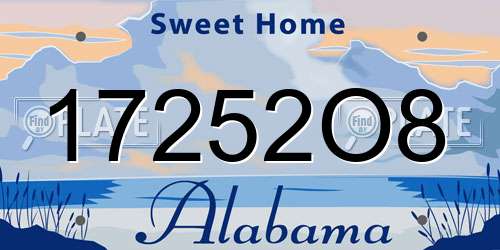 17252O8 Alabama License Plate