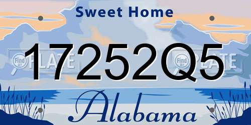17252Q5 Alabama License Plate