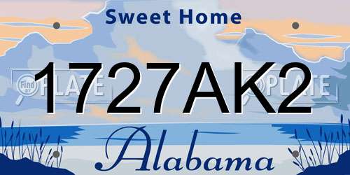 1727AK2 Alabama License Plate