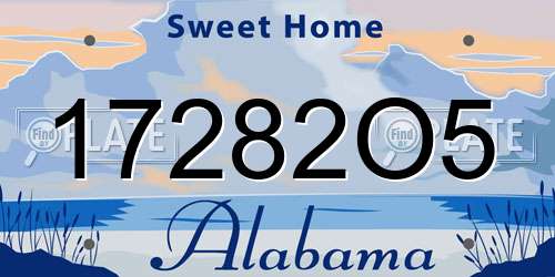 17282O5 Alabama License Plate