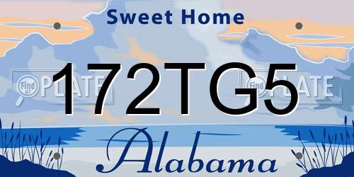 172TG5 Alabama License Plate