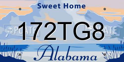 172TG8 Alabama License Plate