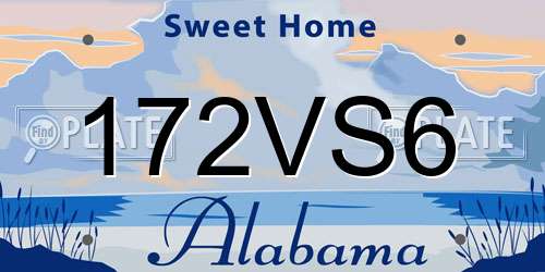 172VS6 Alabama License Plate