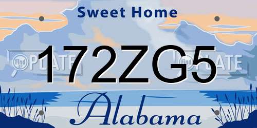 172ZG5 Alabama License Plate