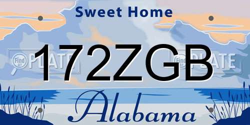 172ZGB Alabama License Plate