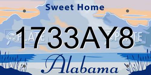 1733AY8 Alabama License Plate