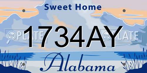 1734AY Alabama License Plate