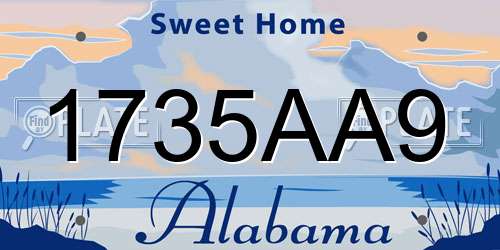 1735AA9 Alabama License Plate