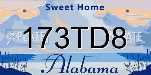 173TD8 Alabama License Plate