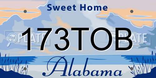 173TOB Alabama License Plate