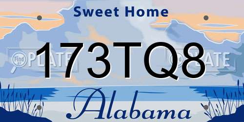 173TQ8 Alabama License Plate