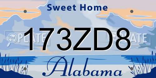 173ZD8 Alabama License Plate