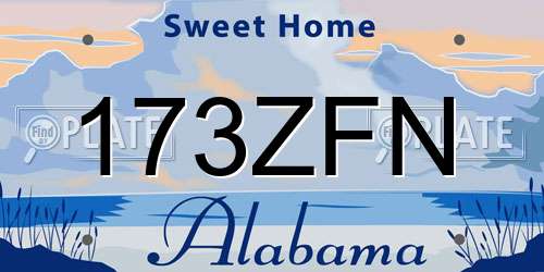 173ZFN Alabama License Plate