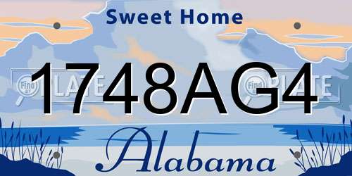 1748AG4 Alabama License Plate