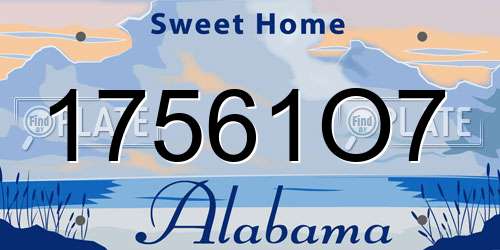 17561O7 Alabama License Plate
