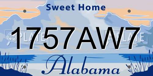 1757AW7 Alabama License Plate