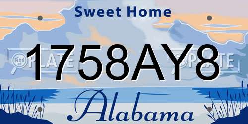 1758AY8 Alabama License Plate