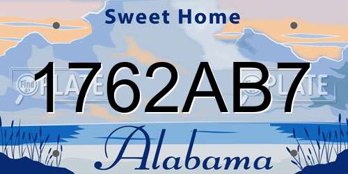 1762AB7 Alabama License Plate