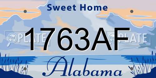 1763AF Alabama License Plate