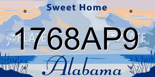 1768AP9 Alabama License Plate
