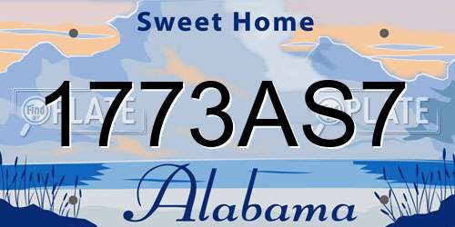 1773AS7 Alabama License Plate