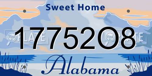 17752O8 Alabama License Plate