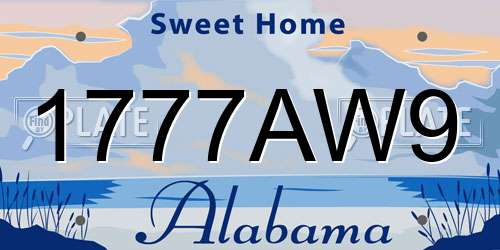 1777AW9 Alabama License Plate