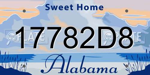 17782D8 Alabama License Plate