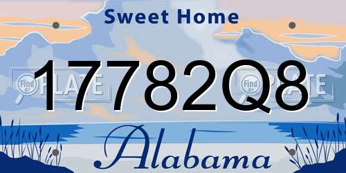 17782Q8 Alabama License Plate