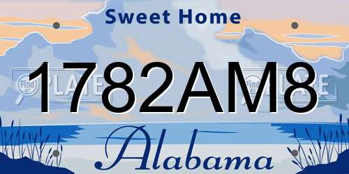 1782AM8 Alabama License Plate