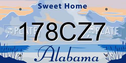 178CZ7 Alabama License Plate