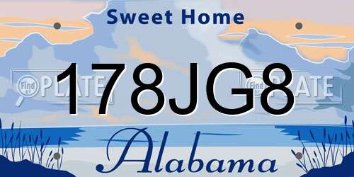 178JG8 Alabama License Plate