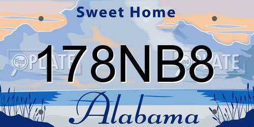 178NB8 Alabama License Plate