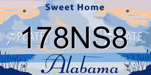 178NS8 Alabama License Plate