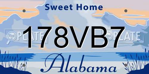178VB7 Alabama License Plate