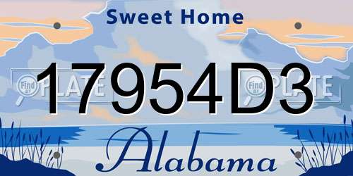 17954D3 Alabama License Plate