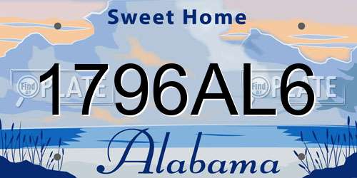 1796AL6 Alabama License Plate