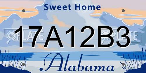 17A12B3 Alabama License Plate