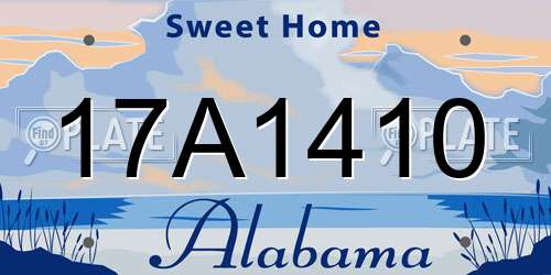 17A1410 Alabama License Plate