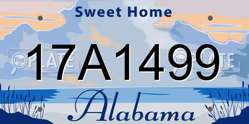 17A1499 Alabama License Plate