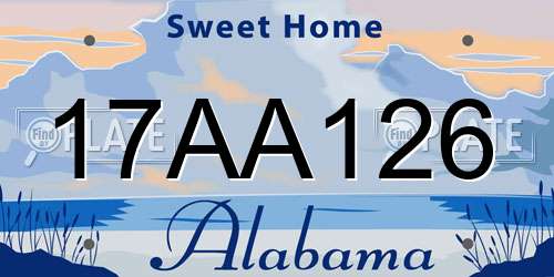 17AA126 Alabama License Plate