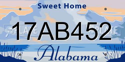 17AB452 Alabama License Plate