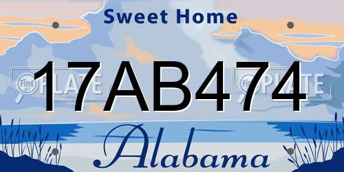 17AB474 Alabama License Plate
