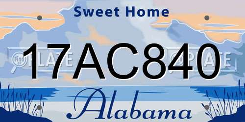 17AC840 Alabama License Plate