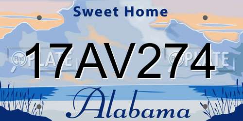 17AV274 Alabama License Plate