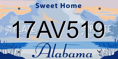 17AV519 Alabama License Plate
