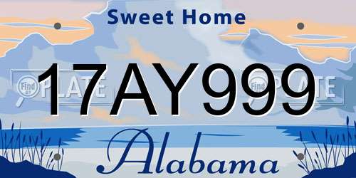 17AY999 Alabama License Plate