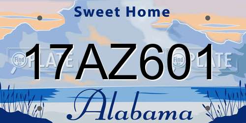 17AZ601 Alabama License Plate
